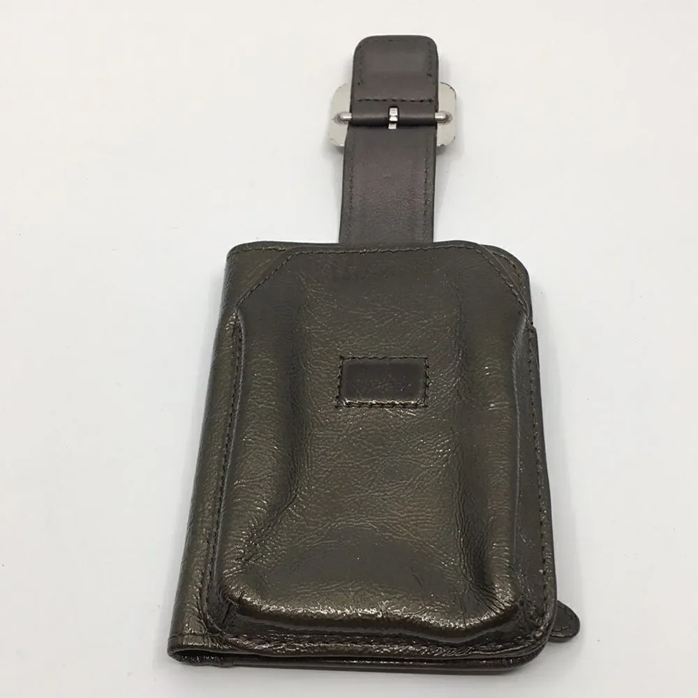 Brighton Metallic Olive Green Patent Leather Phone Wallet Card Case